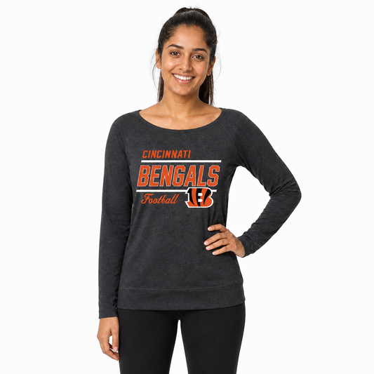 Cincinnati Bengals Women's Gameday Crewneck Sweatshirt Long Sleeve - Charcoal