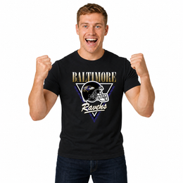Baltimore Ravens NFL Retro Triangle T-Shirt - Black