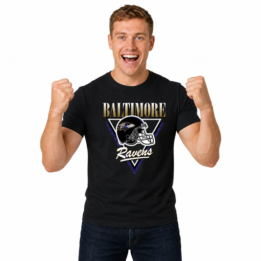Baltimore Ravens NFL Retro Triangle T-Shirt - Black