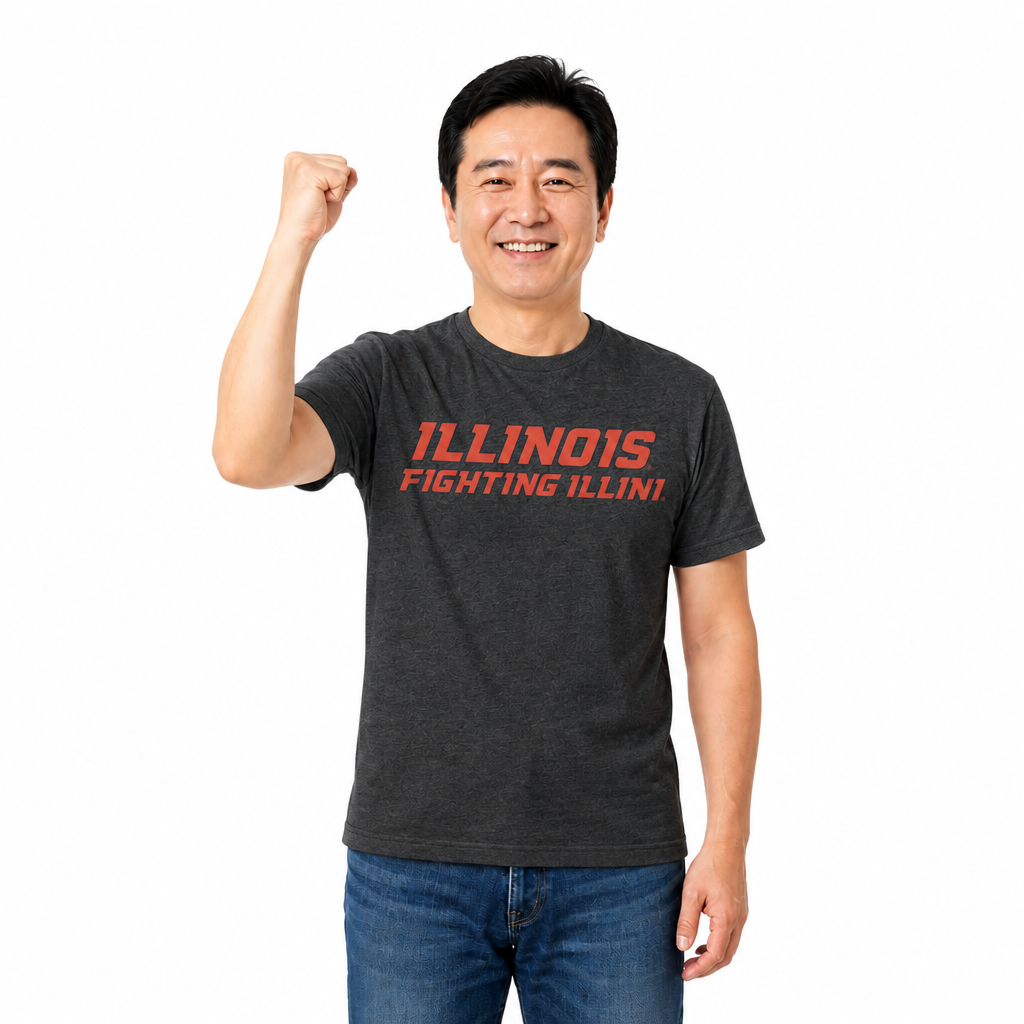 Illinois Fighting Illini NCAA Cotton Blend Charcoal T-Shirt Men Women - Charcoal