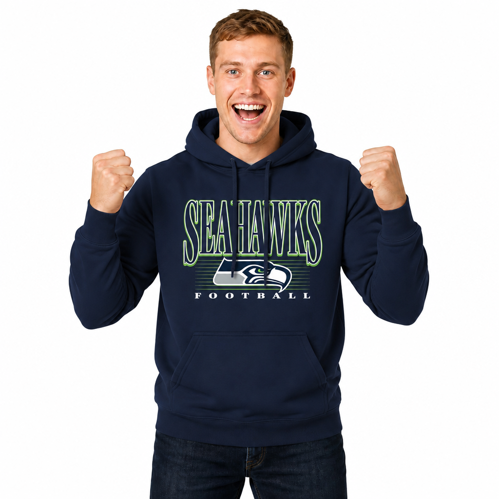 Seattle Seahawks NFL Overtime Blueprint Pullover Hoodie Men Women - Navy