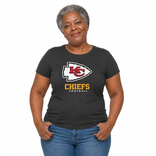 Kansas City Chiefs  Women's NFL Big Logo Cotton T-Shirt - Black