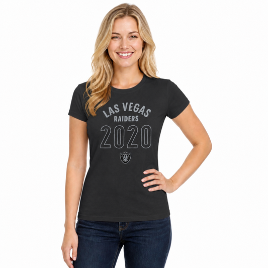 Las Vegas Raiders  Women's Big Date T-Shirt NFL Tee Cotton Licensed - Black