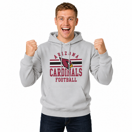 Arizona Cardinals NFL Team Stripe Hooded Sweatshirt- Soft Pullover Sports Hoodie For Men & Women - Sport Gray