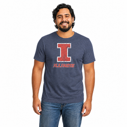 Illinois Fighting Illini Heathered Logo T-Shirt Men Women NCAA Licensed