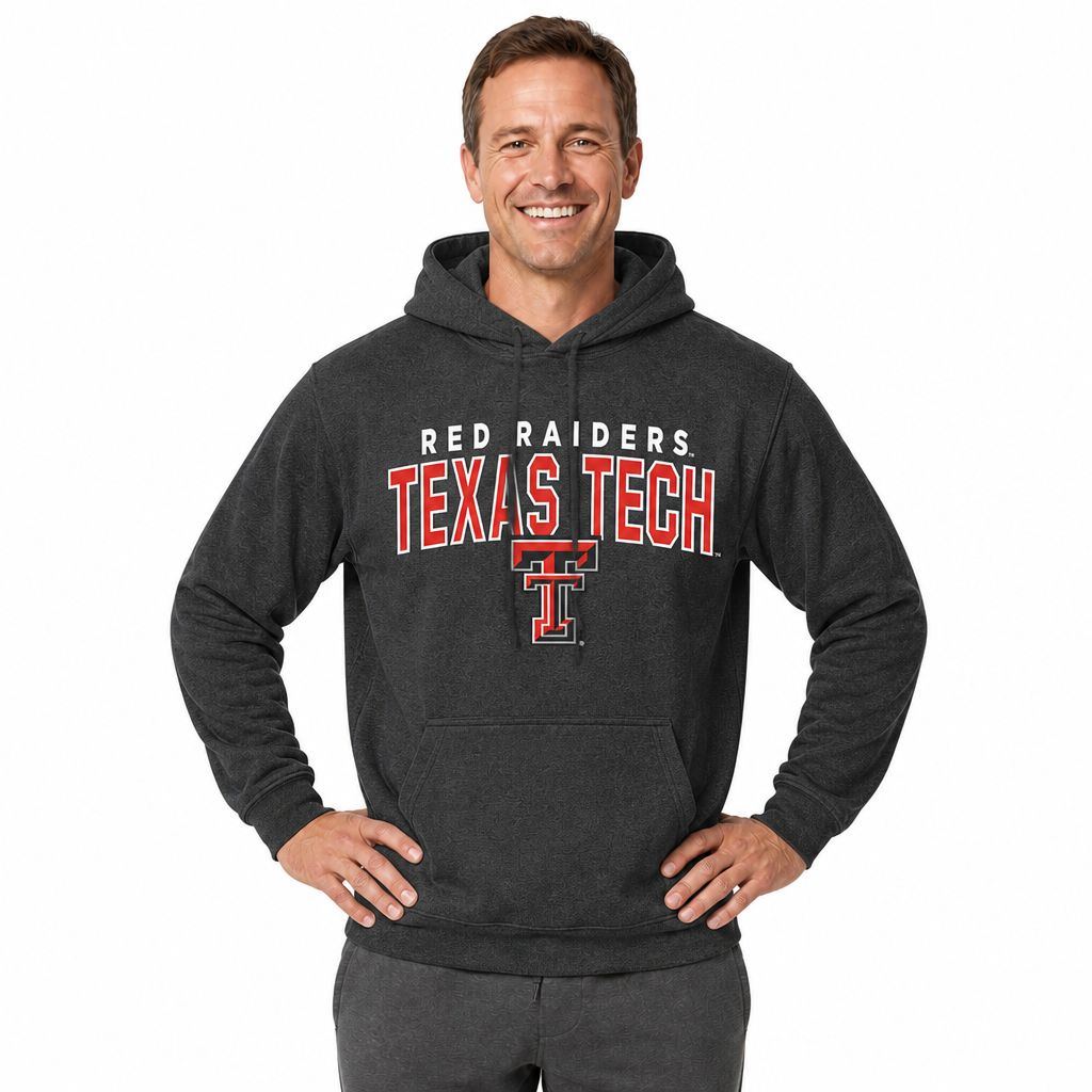 Texas Tech Red Raiders Hoodie Heathered Fleece Sweatshirt - Black Heather