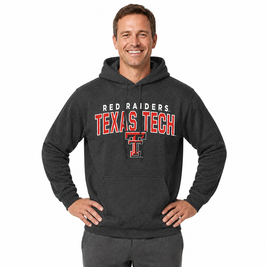 Texas Tech Red Raiders Hoodie Heathered Fleece Sweatshirt - Black Heather