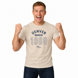 Denver Broncos Big Date Tag-Less T-Shirt - Natural