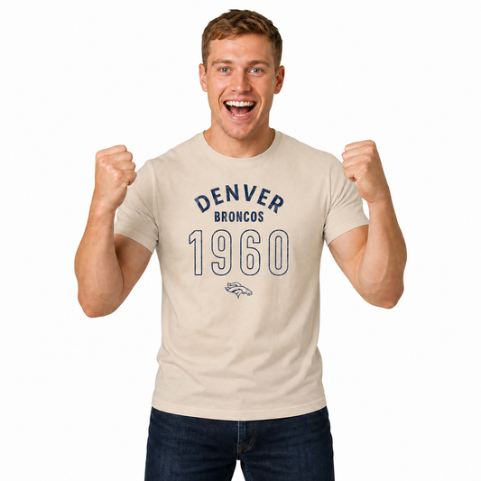 Denver Broncos Big Date Tag-Less T-Shirt - Natural