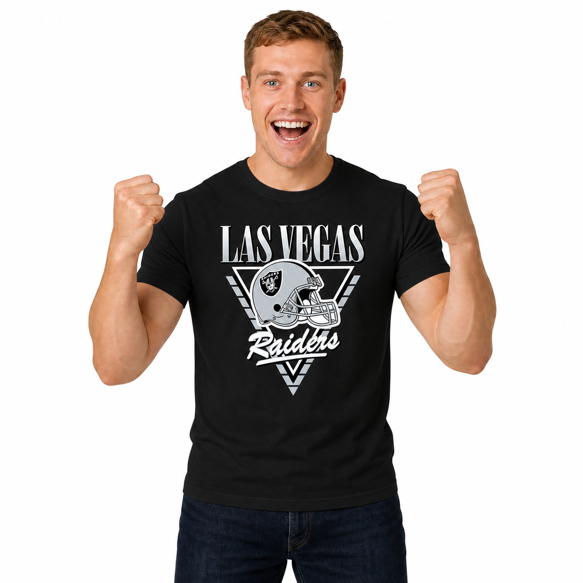 Las Vegas Raiders NFL Retro Triangle T-Shirt - Black