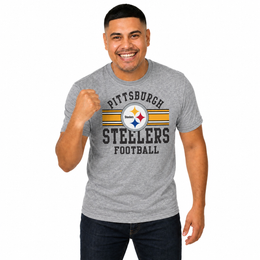 Pittsburgh Steelers NFL Adult Short Sleeve Team Stripe Tee - Sport Gray
