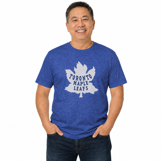 Toronto Maple Leafs Retro Logo T-Shirt Men Women Vintage Heathered Tee - Royal Heather