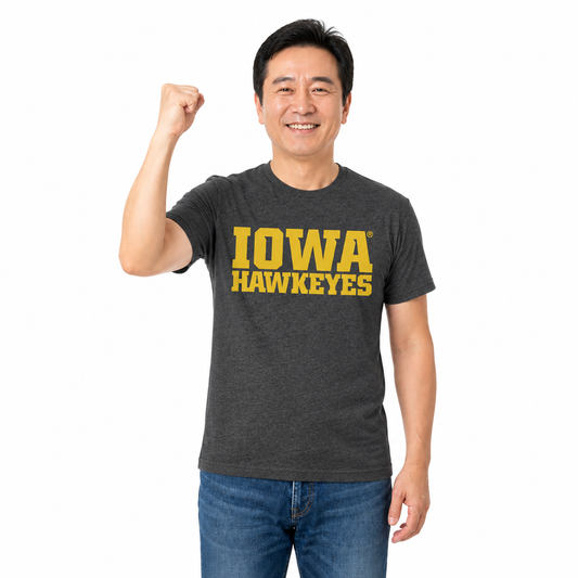 Iowa Hawkeyes NCAA Cotton Blend Charcoal T-Shirt Men Women - Charcoal