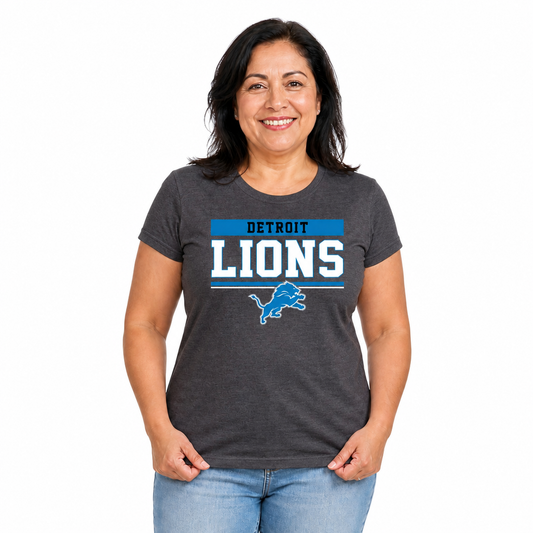 Detroit Lions  Women's NFL Charcoal T-Shirt Short Sleeve - Charcoal