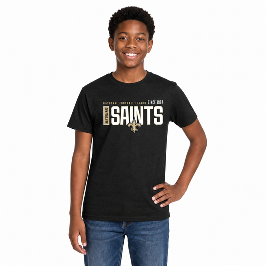 New Orleans Saints NFL Youth Modern Endzone T-Shirt Unisex Boys Girls - Black