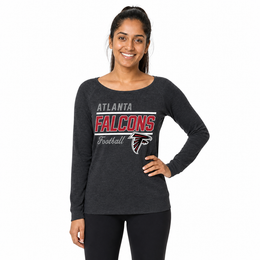 Atlanta Falcons Women's Gameday Crewneck Sweatshirt Long Sleeve - Charcoal