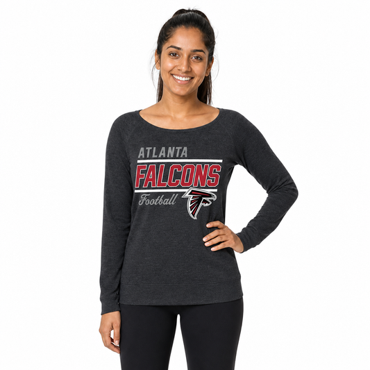 Atlanta Falcons Women's Gameday Crewneck Sweatshirt Long Sleeve - Charcoal