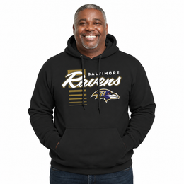 Baltimore Ravens NFL Adult Unisex Retro Script Ultra Soft Fleece Hooded Sweatshirt - Black