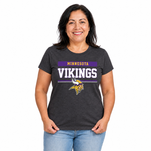 Minnesota Vikings  Women's NFL Charcoal T-Shirt Short Sleeve - Charcoal