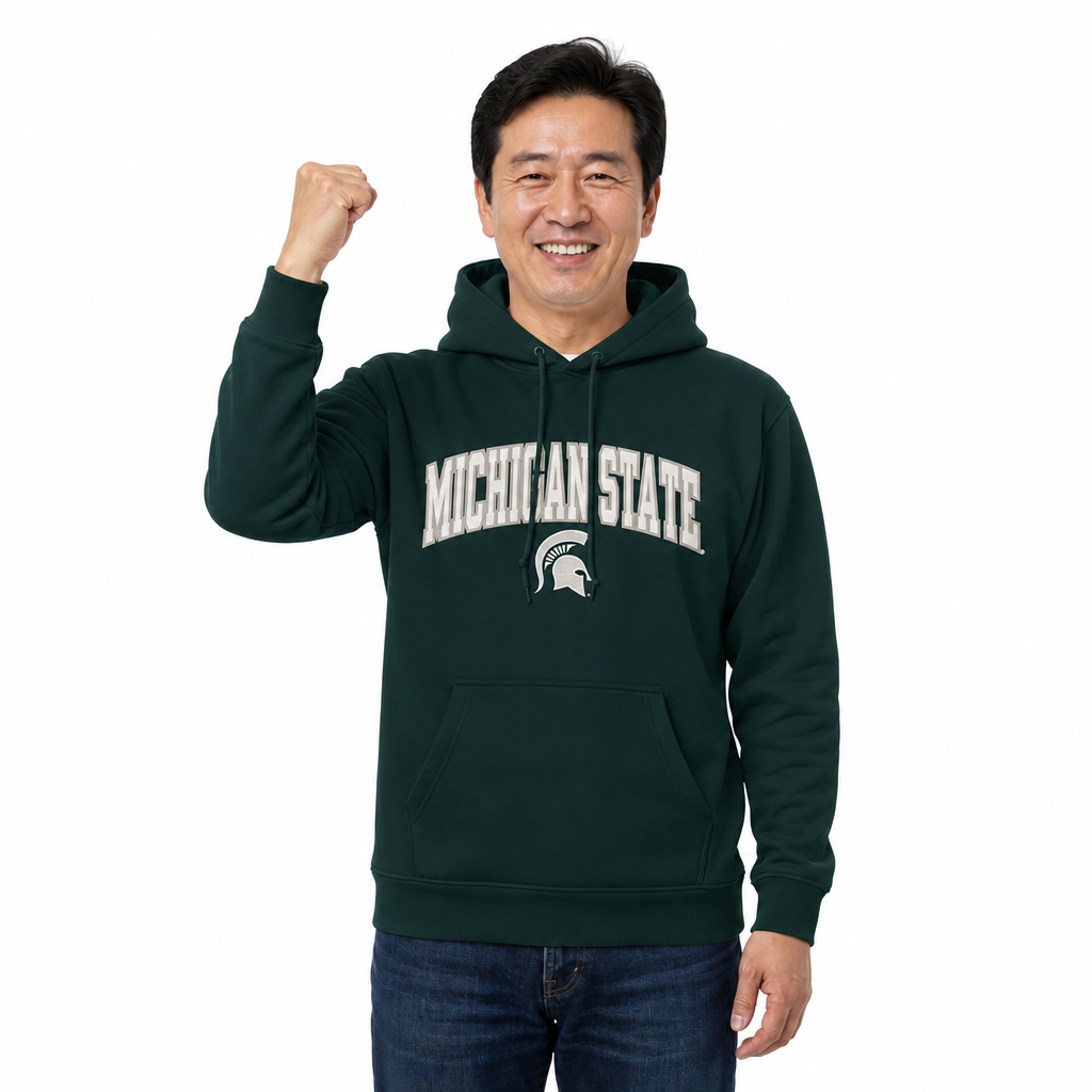 Michigan State Spartans NCAA Adult Tackle Twill Hooded Sweatshirt - Green