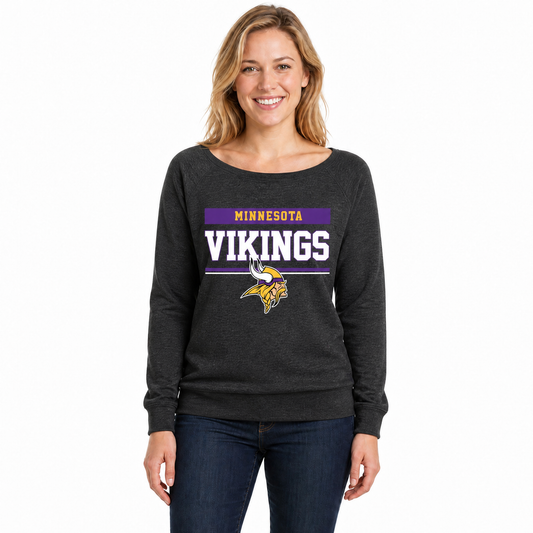Minnesota Vikings  NFL Women's French Terry Crewneck Sweatshirt - Charcoal