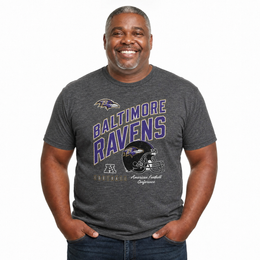 Baltimore Ravens NFL Distressed Helmet T-Shirt - Heather Charcoal