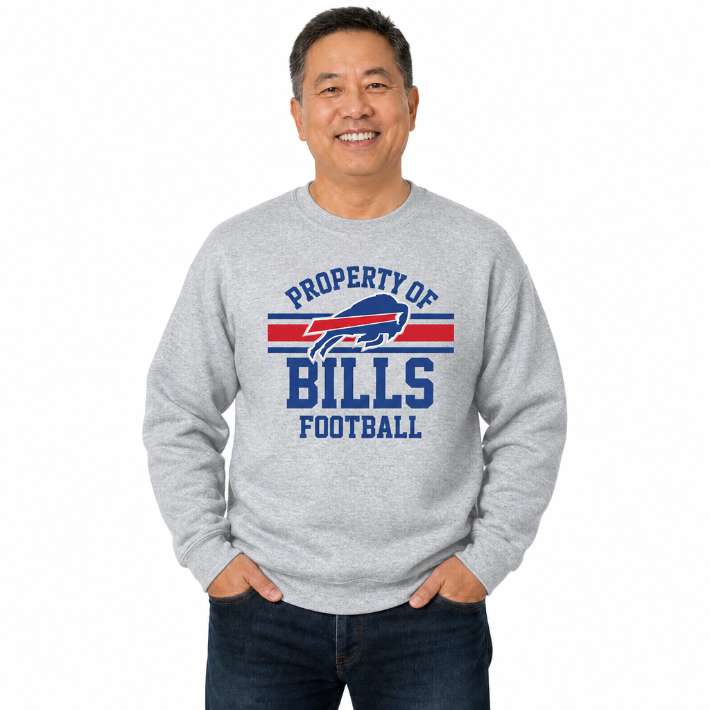 Buffalo Bills NFL Property Of Crewneck Sweatshirt - Sport Gray