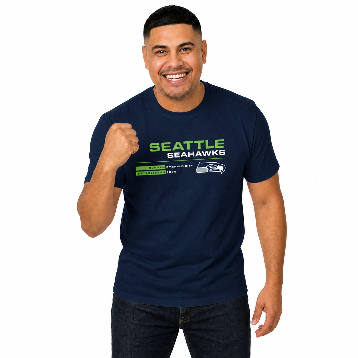 Seattle Seahawks Adult NFL Speed Stat Sheet T-Shirt - Navy