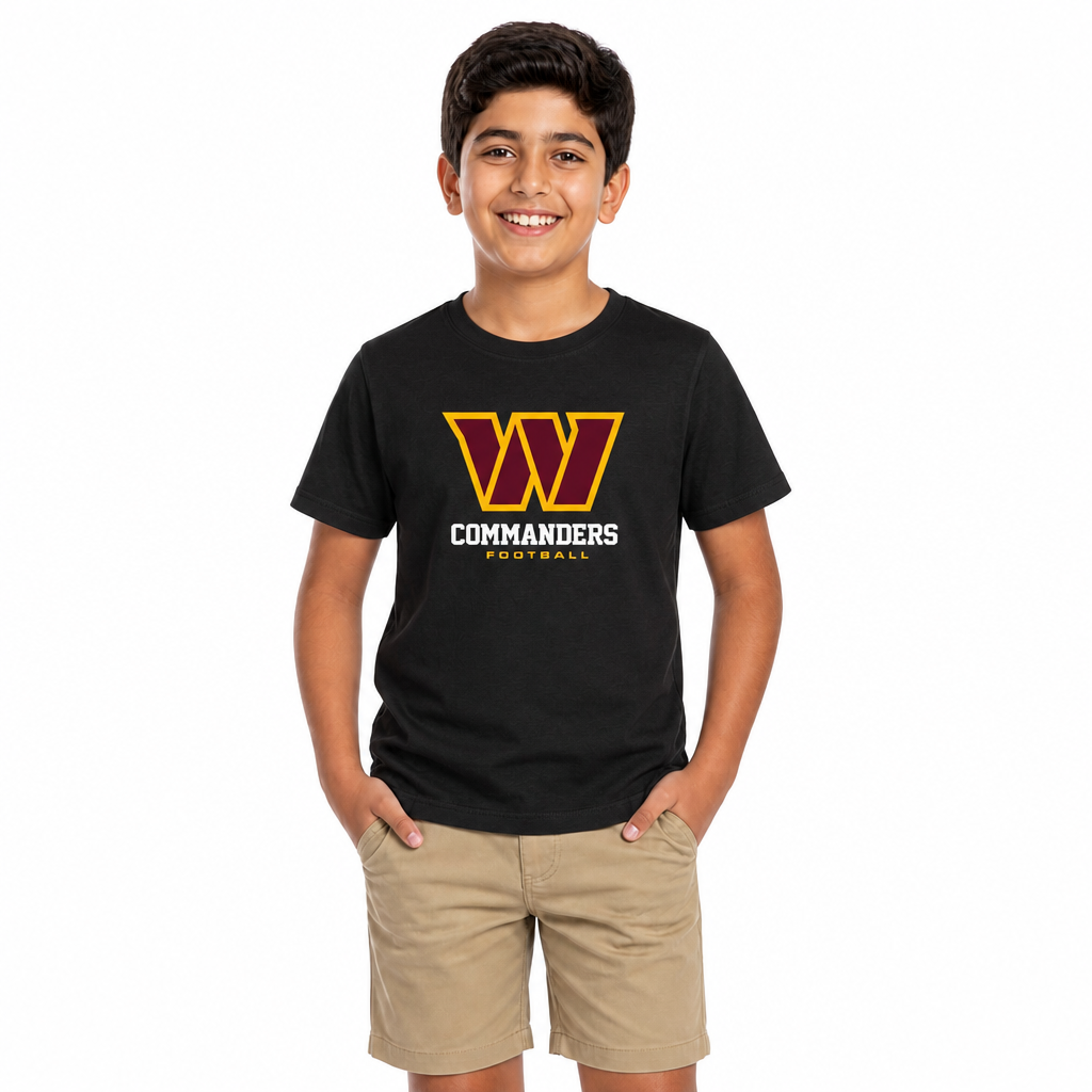 Washington Commanders Youth NFL Large Logo Short Sleeve T-Shirt - Black