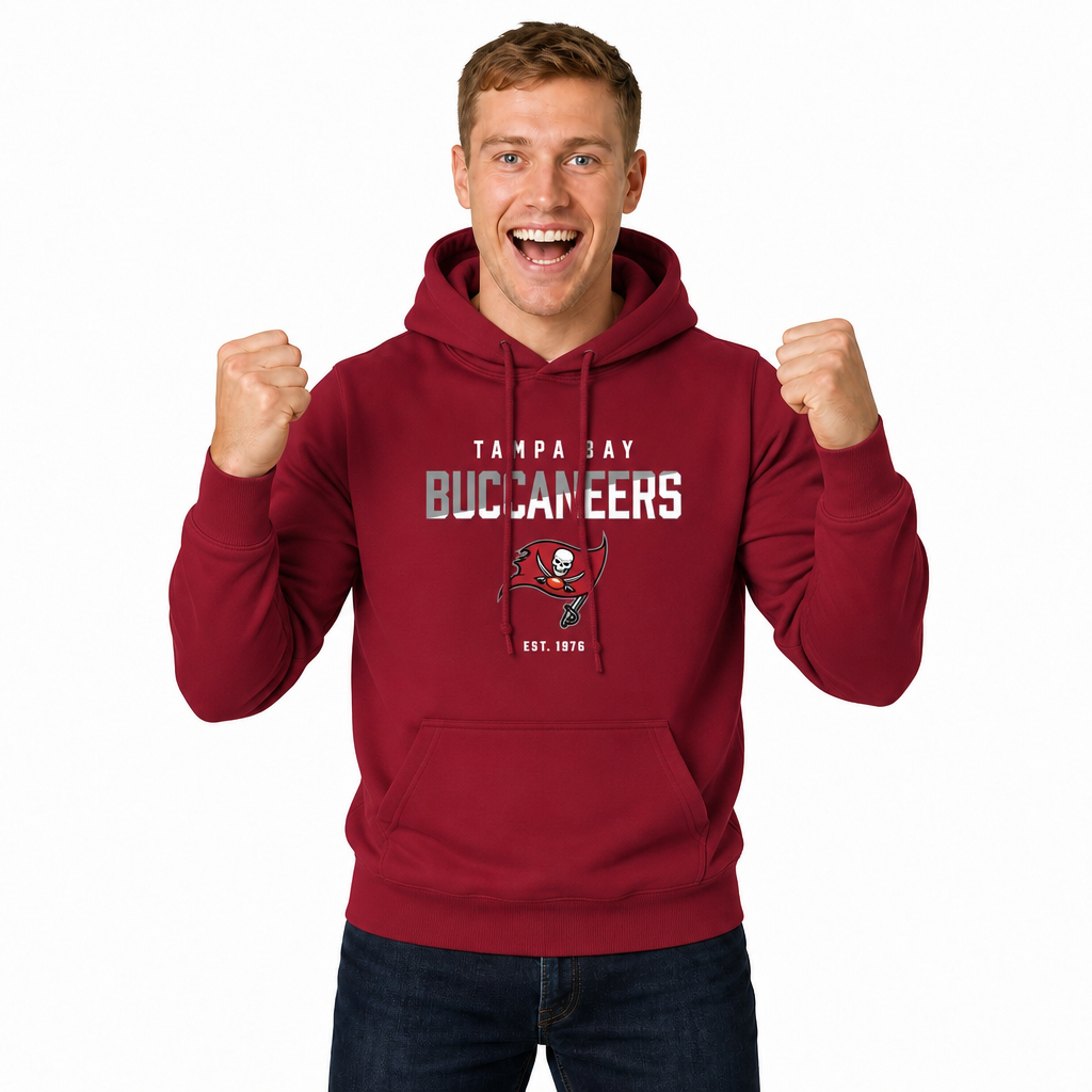 Tampa Bay Buccaneers  Color Block Diagonal Fade Fleece Pullover Hoodie - Cardinal