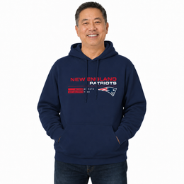 New England Patriots Adult NFL Speed Stat Sheet Fleece Hooded Sweatshirt - Navy