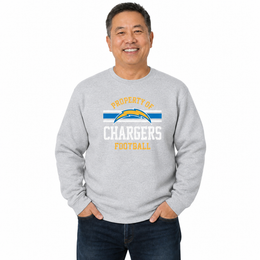 Los Angeles Chargers NFL Property Of Crewneck Sweatshirt - Sport Gray