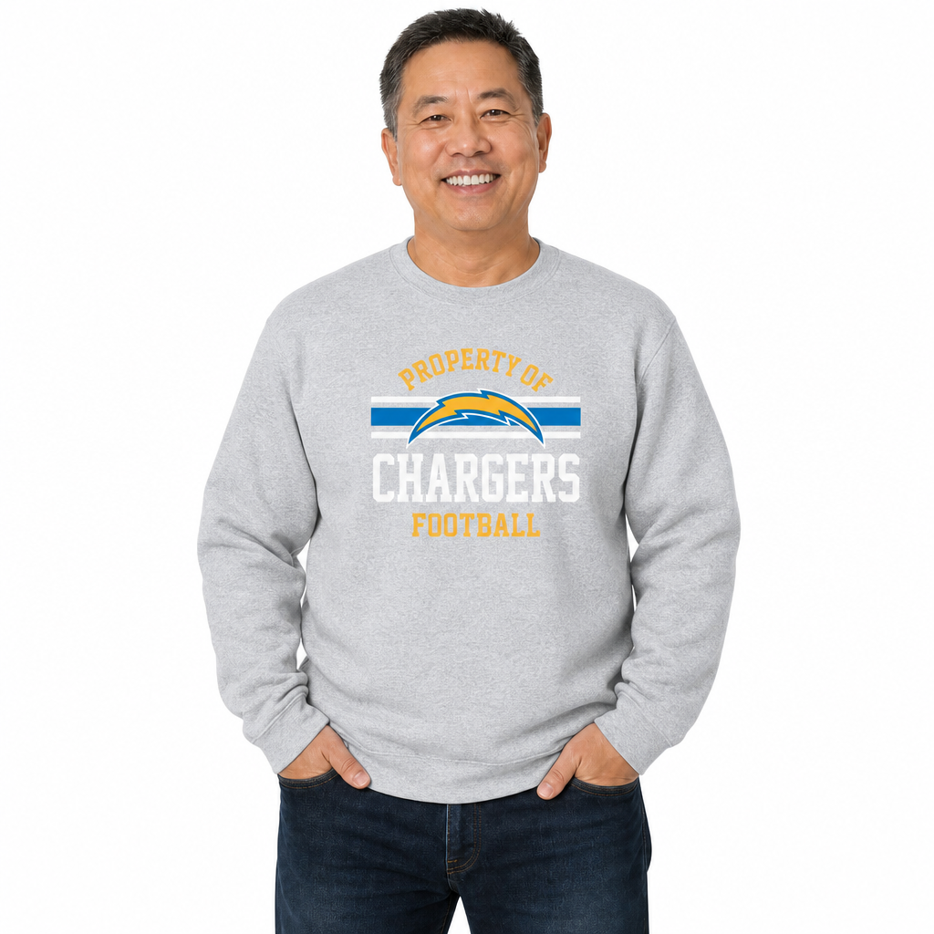 Los Angeles Chargers NFL Property Of Crewneck Sweatshirt - Sport Gray