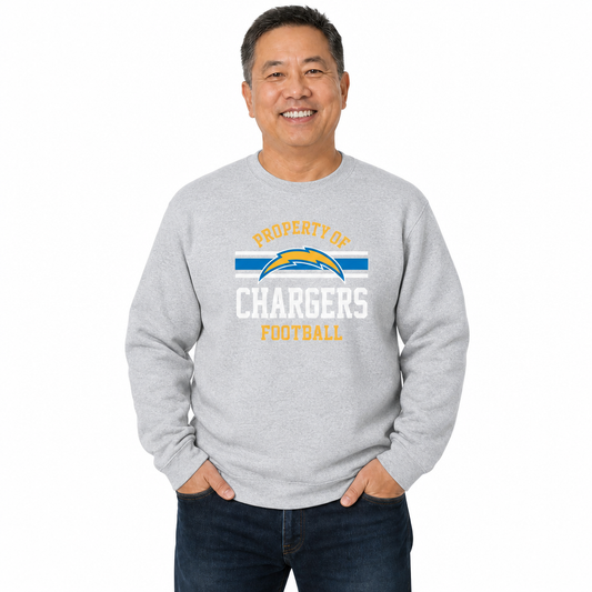 Los Angeles Chargers NFL Property Of Crewneck Sweatshirt - Sport Gray