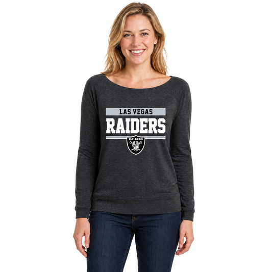 Las Vegas Raiders Los Angeles Chargers NFL Women's Slouchy Crewneck Sweatshirt - Charcoal