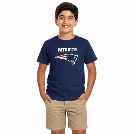 New England Patriots Youth NFL Large Logo Short Sleeve T-Shirt - Navy