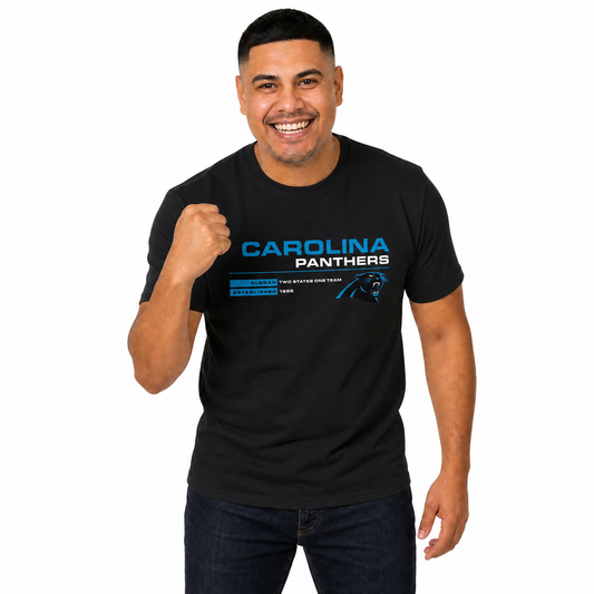 Carolina Panthers Adult NFL Speed Stat Sheet T-Shirt - Black