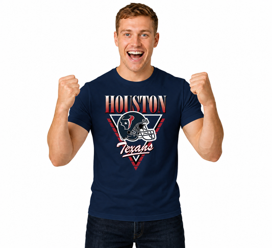 Houston Texans NFL Retro Triangle T-Shirt - Navy