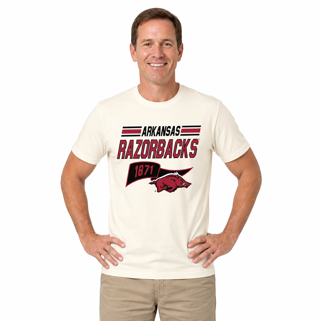Arkansas Razorbacks Varsity Club Pennant Shirt - Off White