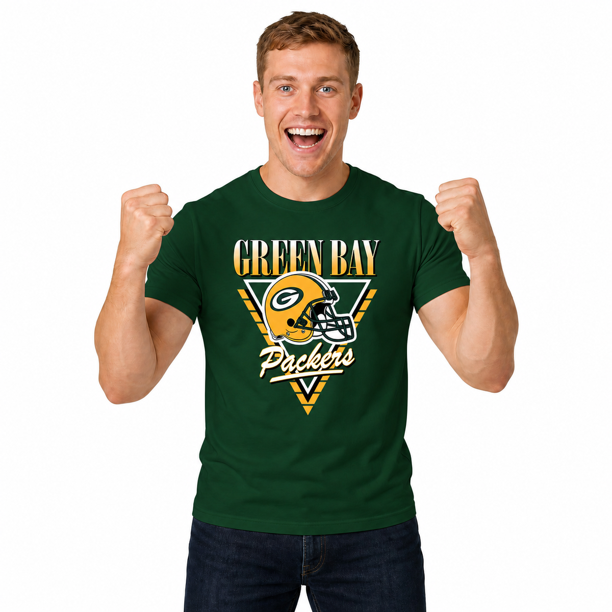 Green Bay Packers NFL Retro Triangle T-Shirt - Forest Green