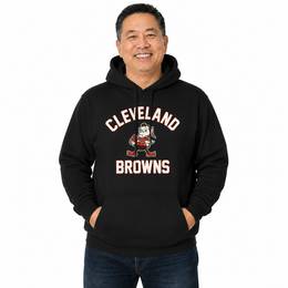 Cleveland Browns NFL Adult Unisex Retro Gameday Ultra Soft Fleece Hooded Sweatshirt - Black