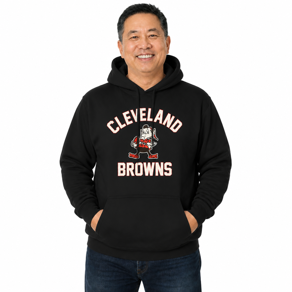 Cleveland Browns NFL Adult Unisex Retro Gameday Ultra Soft Fleece Hooded Sweatshirt - Black