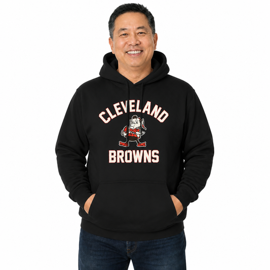 Cleveland Browns NFL Adult Unisex Retro Gameday Ultra Soft Fleece Hooded Sweatshirt - Black