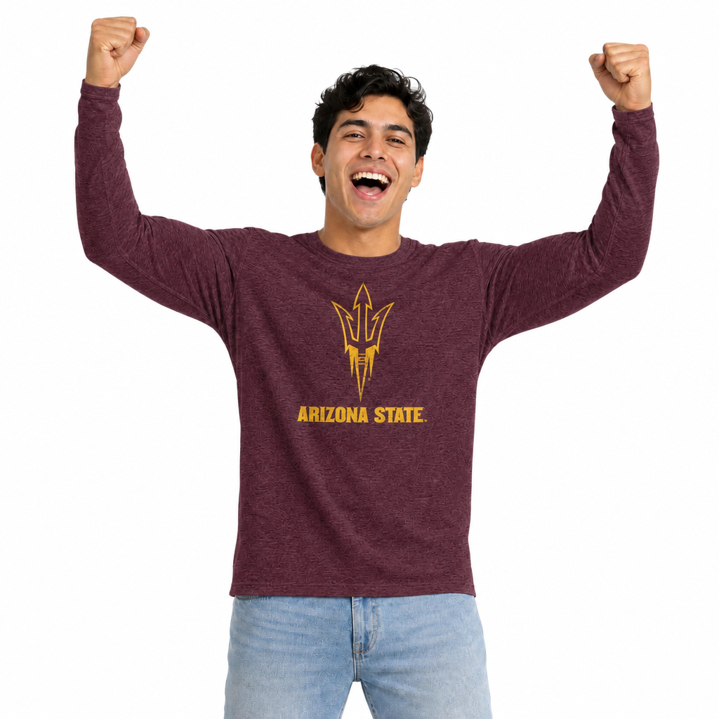 Arizona State Sun Devils  Logo Long Sleeve Shirt Men Women NCAA Licensed - Maroon