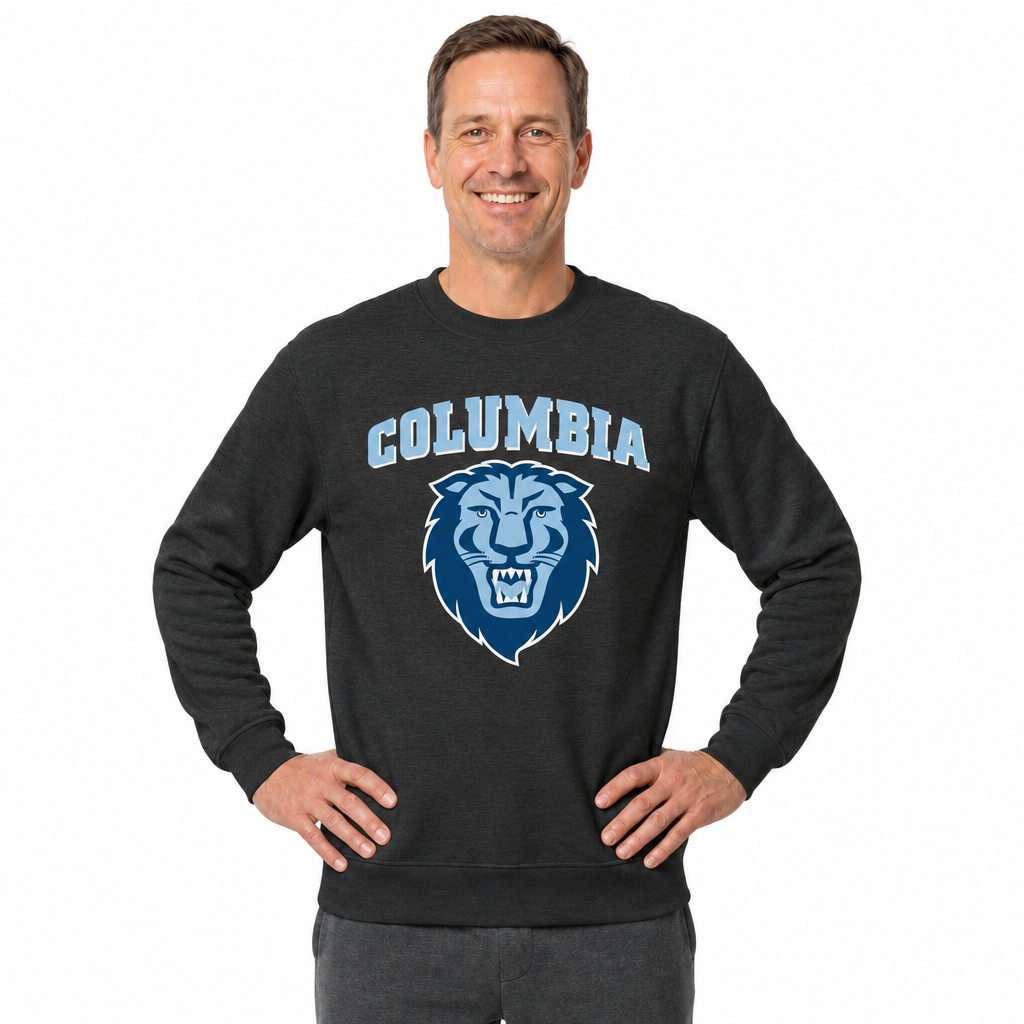 Columbia Lions NCAA Adult Charcoal Crewneck Fleece Sweatshirt - Charcoal