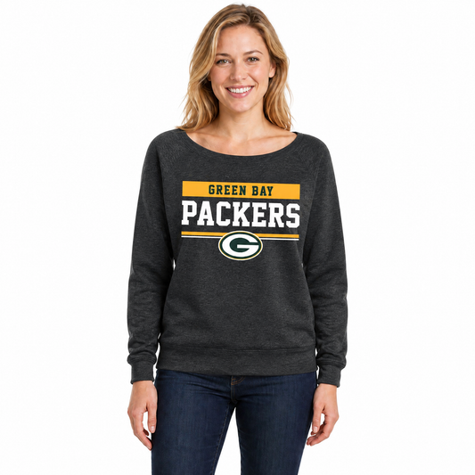 Green Bay Packers  NFL Women's French Terry Crewneck Sweatshirt - Charcoal