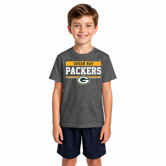 Green Bay Packers NFL Youth Short Sleeve Charcoal T Shirt - Charcoal