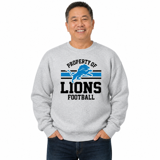 Detroit Lions NFL Property Of Crewneck Sweatshirt - Sport Gray