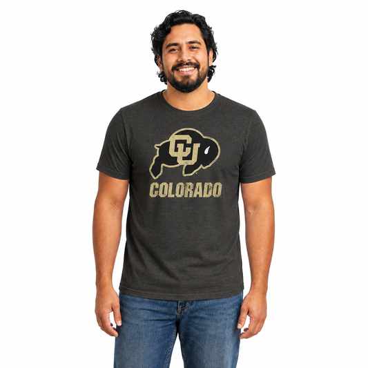 Colorado Buffaloes  Heathered Logo T-Shirt Men Women NCAA Licensed - Black