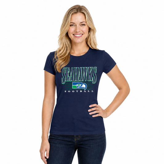Seattle Seahawks  Overtime Blueprint Women's NFL Short Sleeve T-Shirt - Navy